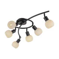 JUST LIGHT. Deckenleuchte Loki, 6-fl., schwarz, Eisen, Glas