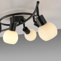 JUST LIGHT. Deckenleuchte Loki, 6-fl., schwarz, Eisen, Glas