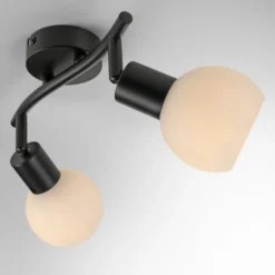 JUST LIGHT. Deckenleuchte Loki, 2-fl., schwarz, Eisen, Glas