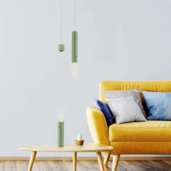 JUST LIGHT. LED-Akku-Hängeleuchte Attach, grün, Eisen
