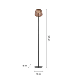 JUST LIGHT. LED-Akku-Stehlampe Askia, Rattan, IP54, Touchdim