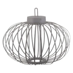 JUST LIGHT. LED-Akku-Tischlampe Akuba grau-beige 37cm Bambus