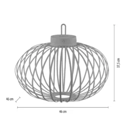 JUST LIGHT. LED-Akku-Tischlampe Akuba grau-beige 37cm Bambus