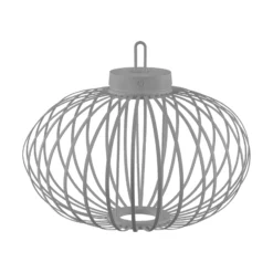 JUST LIGHT. LED-Akku-Tischlampe Akuba grau-beige 37cm Bambus