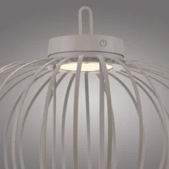 JUST LIGHT. LED-Akku-Tischlampe Akuba grau-beige 37cm Bambus