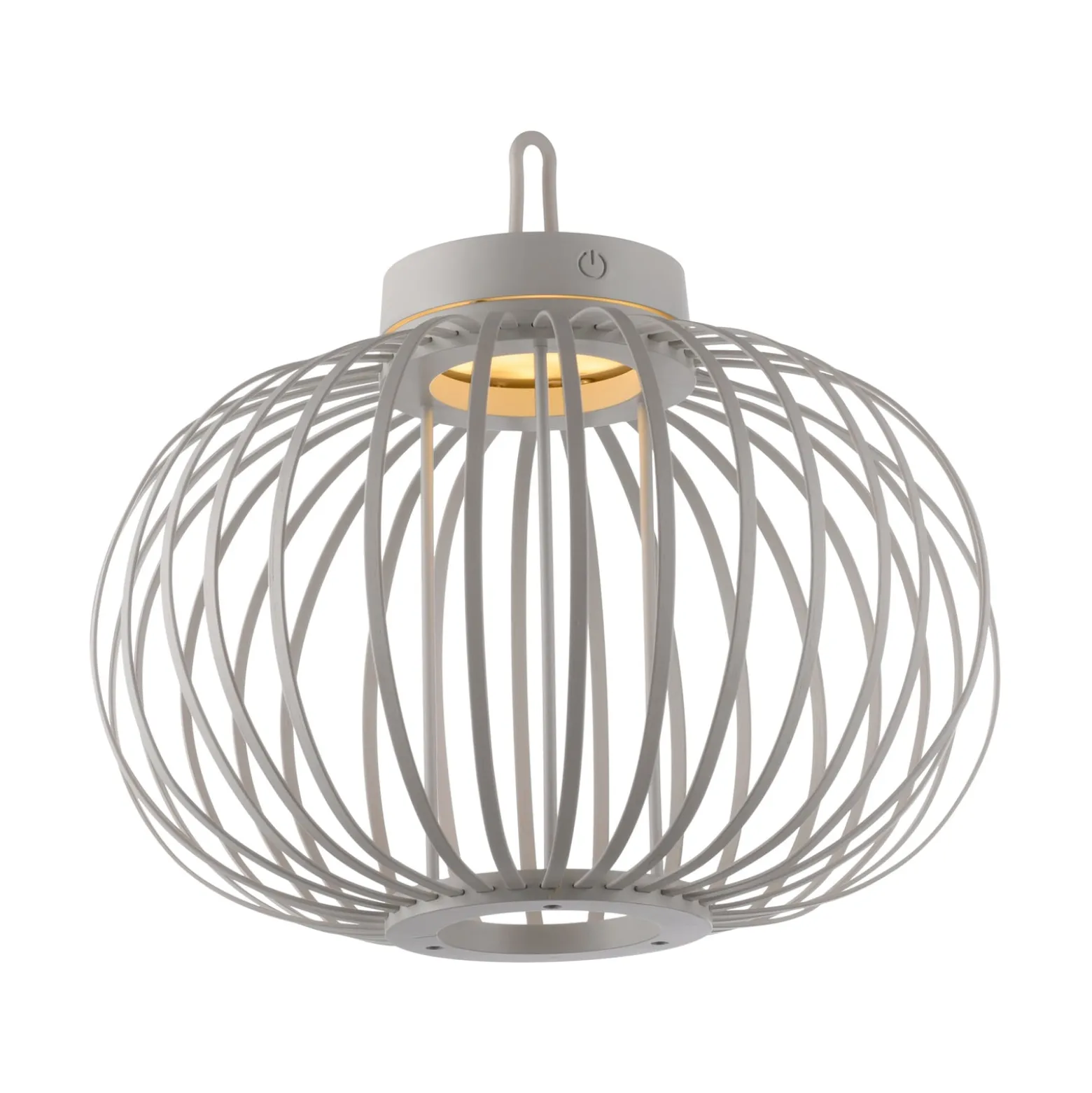JUST LIGHT. LED-Akku-Tischlampe Akuba grau-beige 33cm Bambus