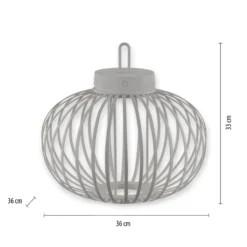JUST LIGHT. LED-Akku-Tischlampe Akuba grau-beige 33cm Bambus