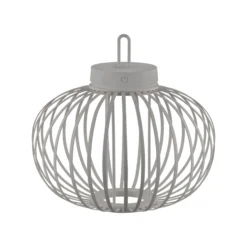 JUST LIGHT. LED-Akku-Tischlampe Akuba grau-beige 33cm Bambus