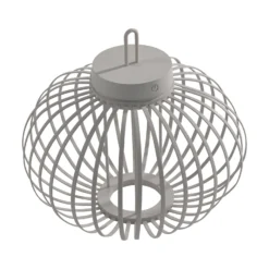 JUST LIGHT. LED-Akku-Tischlampe Akuba grau-beige 33cm Bambus