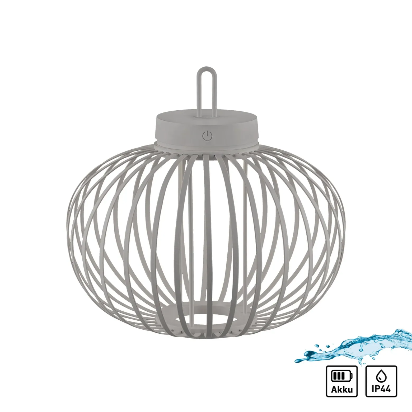JUST LIGHT. LED-Akku-Tischlampe Akuba grau-beige 33cm Bambus