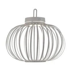 JUST LIGHT. LED-Akku-Tischlampe Akuba grau-beige 33cm Bambus