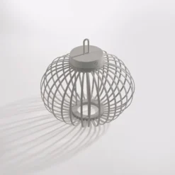 JUST LIGHT. LED-Akku-Tischlampe Akuba grau-beige 33cm Bambus
