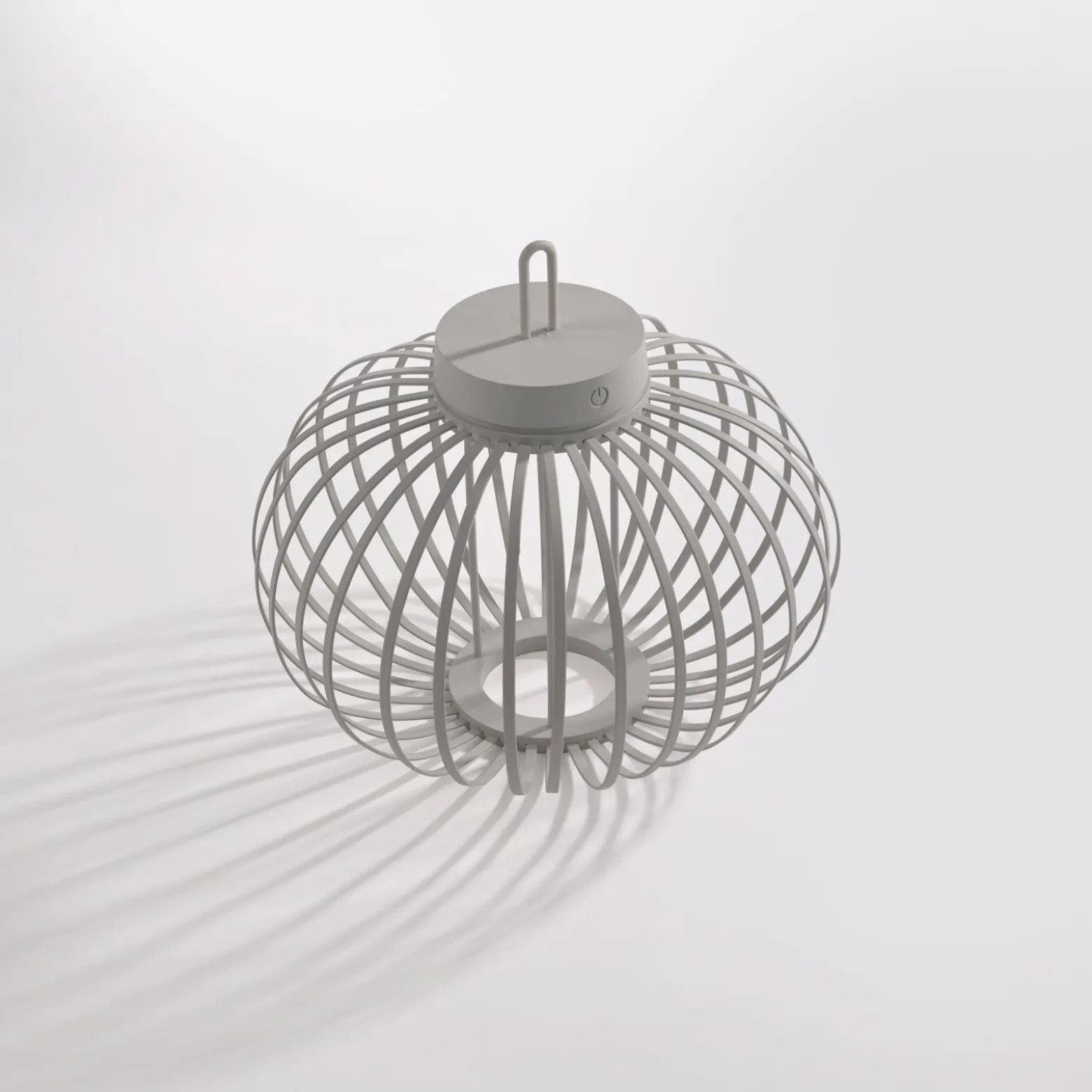JUST LIGHT. LED-Akku-Tischlampe Akuba grau-beige 33cm Bambus