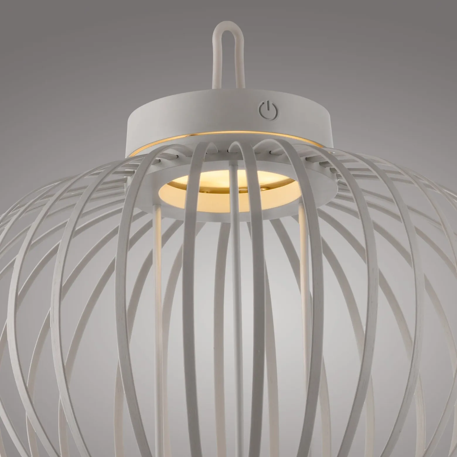 JUST LIGHT. LED-Akku-Tischlampe Akuba grau-beige 33cm Bambus