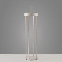 JUST LIGHT. LED-Akku-Tischlampe Anselm grau-beige 50cm Eisen