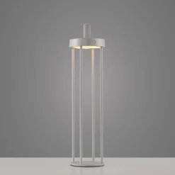 JUST LIGHT. LED-Akku-Tischlampe Anselm grau-beige 50cm Eisen