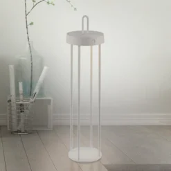 JUST LIGHT. LED-Akku-Tischlampe Anselm grau-beige 50cm Eisen