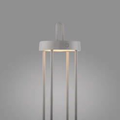 JUST LIGHT. LED-Akku-Tischlampe Anselm grau-beige 50cm Eisen