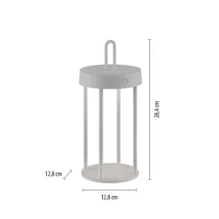 JUST LIGHT. LED-Akku-Tischlampe Anselm grau-beige 28cm Eisen