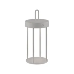 JUST LIGHT. LED-Akku-Tischlampe Anselm grau-beige 28cm Eisen