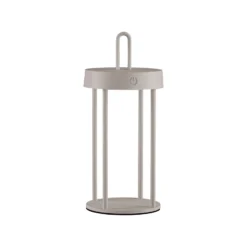 JUST LIGHT. LED-Akku-Tischlampe Anselm grau-beige 28cm Eisen
