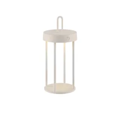 JUST LIGHT. LED-Akku-Tischlampe Anselm grau-beige 28cm Eisen