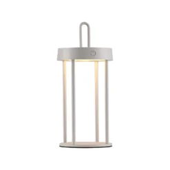 JUST LIGHT. LED-Akku-Tischlampe Anselm grau-beige 28cm Eisen