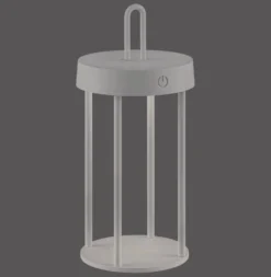 JUST LIGHT. LED-Akku-Tischlampe Anselm grau-beige 28cm Eisen