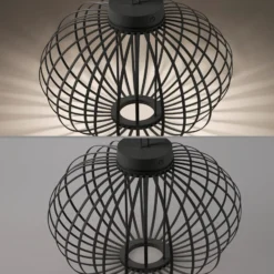JUST LIGHT. LED-Akku-Tischleuchte Akuba schwarz 37 cm Bambus