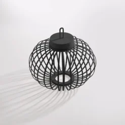 JUST LIGHT. LED-Akku-Tischleuchte Akuba schwarz 33 cm Bambus
