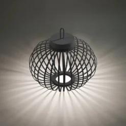 JUST LIGHT. LED-Akku-Tischleuchte Akuba schwarz 33 cm Bambus