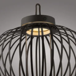 JUST LIGHT. LED-Akku-Tischleuchte Akuba schwarz 33 cm Bambus