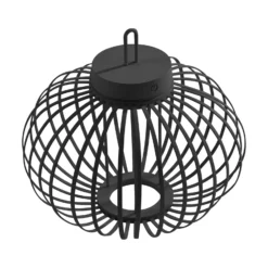 JUST LIGHT. LED-Akku-Tischleuchte Akuba schwarz 33 cm Bambus