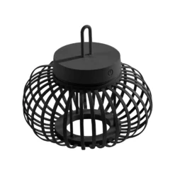 JUST LIGHT. LED-Akku-Tischleuchte Akuba schwarz 22 cm Bambus