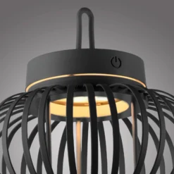 JUST LIGHT. LED-Akku-Tischleuchte Akuba schwarz 22 cm Bambus