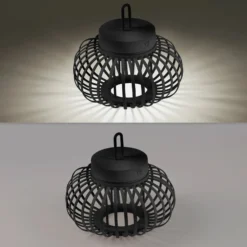 JUST LIGHT. LED-Akku-Tischleuchte Akuba schwarz 22 cm Bambus