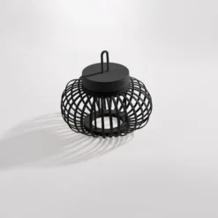 JUST LIGHT. LED-Akku-Tischleuchte Akuba schwarz 22 cm Bambus
