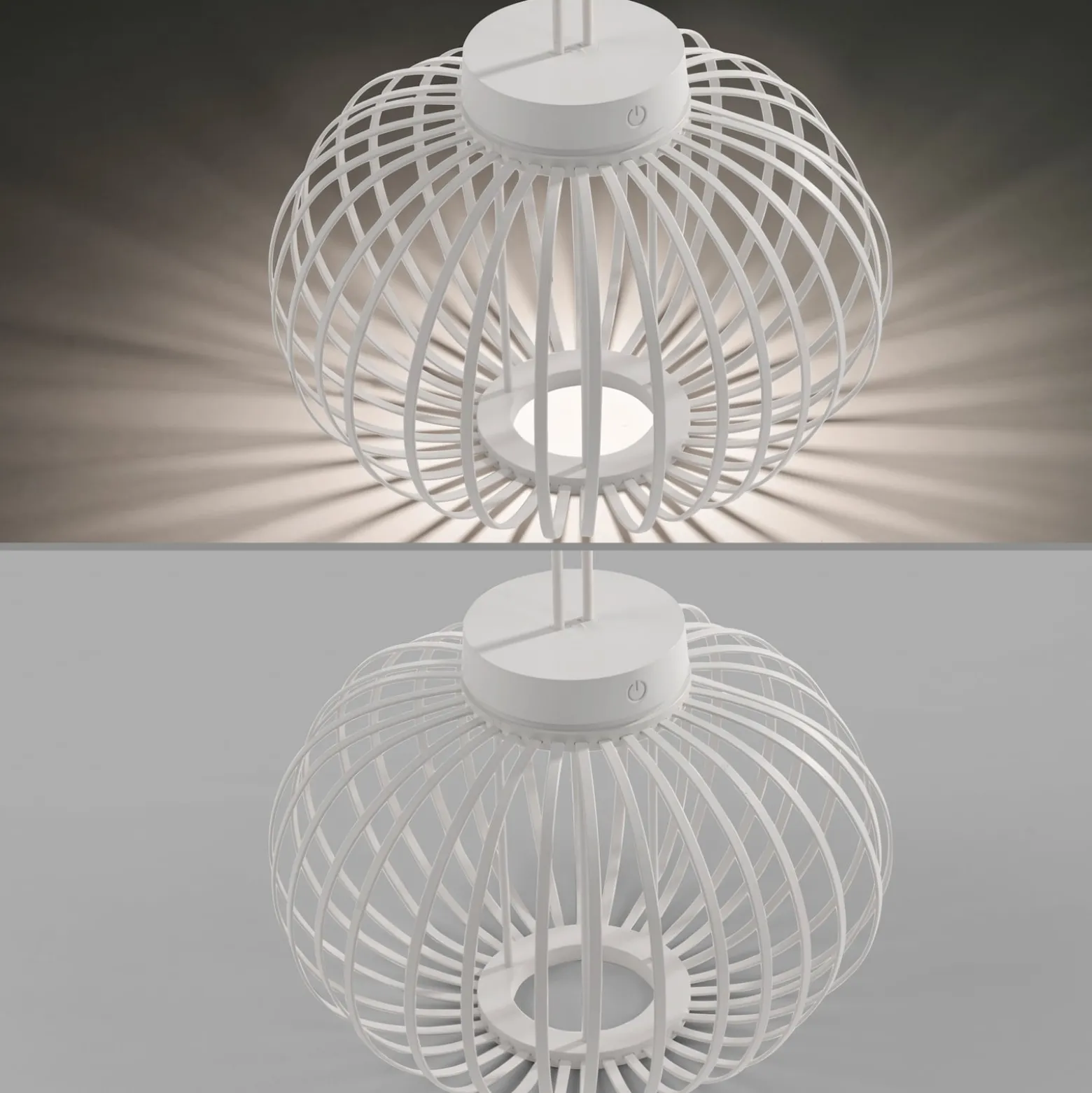 JUST LIGHT. LED-Akku-Tischleuchte Akuba, weiß, 33 cm, Bambus