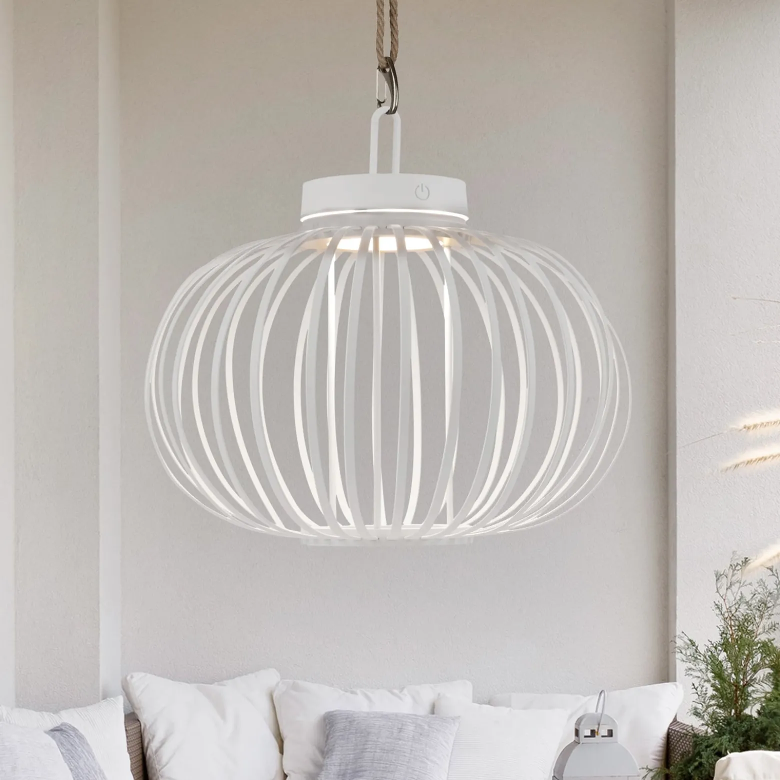 JUST LIGHT. LED-Akku-Tischleuchte Akuba, weiß, 33 cm, Bambus
