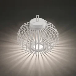 JUST LIGHT. LED-Akku-Tischleuchte Akuba, weiß, 33 cm, Bambus