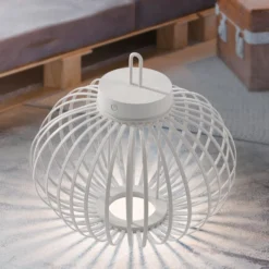 JUST LIGHT. LED-Akku-Tischleuchte Akuba, weiß, 33 cm, Bambus