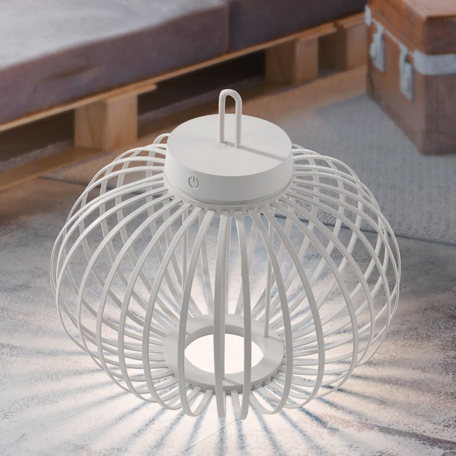 JUST LIGHT. LED-Akku-Tischleuchte Akuba, weiß, 33 cm, Bambus
