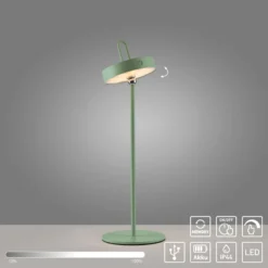 JUST LIGHT. LED-Akku-Tischleuchte Amag, grün, Eisen, IP44