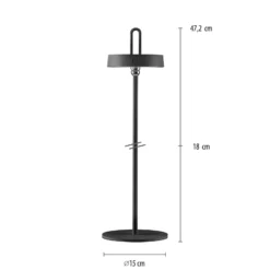 JUST LIGHT. LED-Akku-Tischleuchte Amag, schwarz, Eisen, IP44