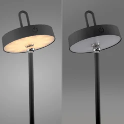 JUST LIGHT. LED-Akku-Tischleuchte Amag, schwarz, Eisen, IP44