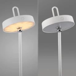 JUST LIGHT. LED-Akku-Tischleuchte Amag, weiß, Eisen, IP44