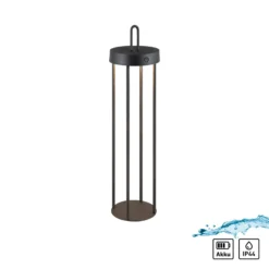 JUST LIGHT. LED-Akku-Tischleuchte Anselm schwarz 50 cm Eisen