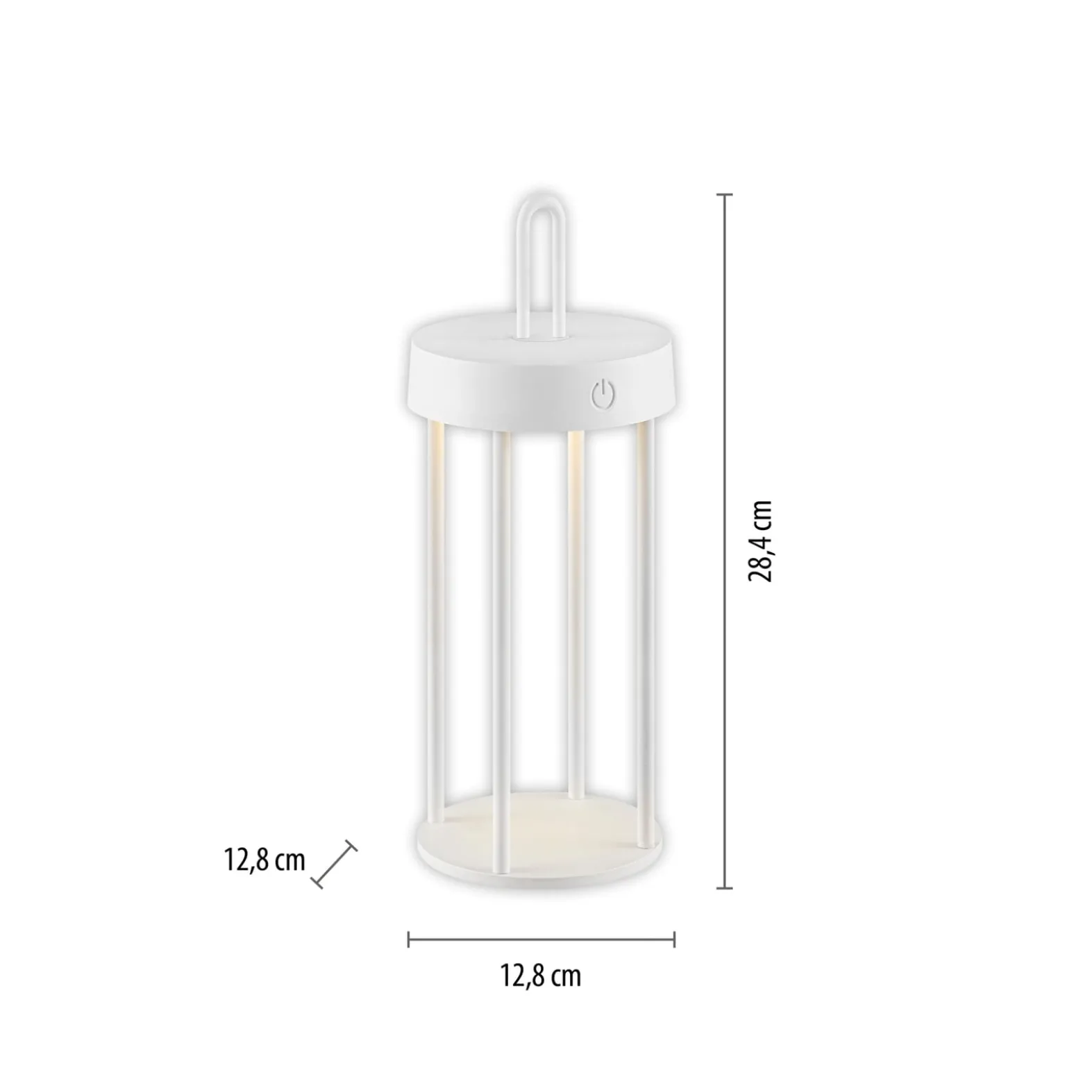 JUST LIGHT. LED-Akku-Tischleuchte Anselm, weiß, 28 cm, Eisen