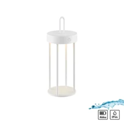 JUST LIGHT. LED-Akku-Tischleuchte Anselm, weiß, 28 cm, Eisen