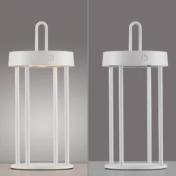 JUST LIGHT. LED-Akku-Tischleuchte Anselm, weiß, 28 cm, Eisen